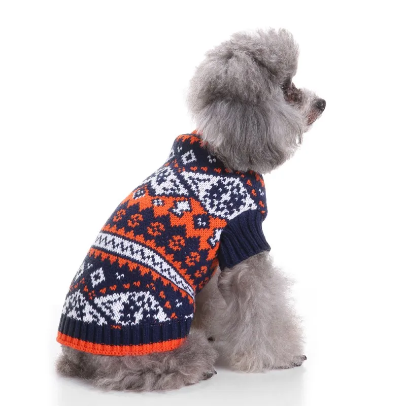 Winter Pet Dog Sweater Christmas Nordic Fair Isle Snowflake Dog Clothes