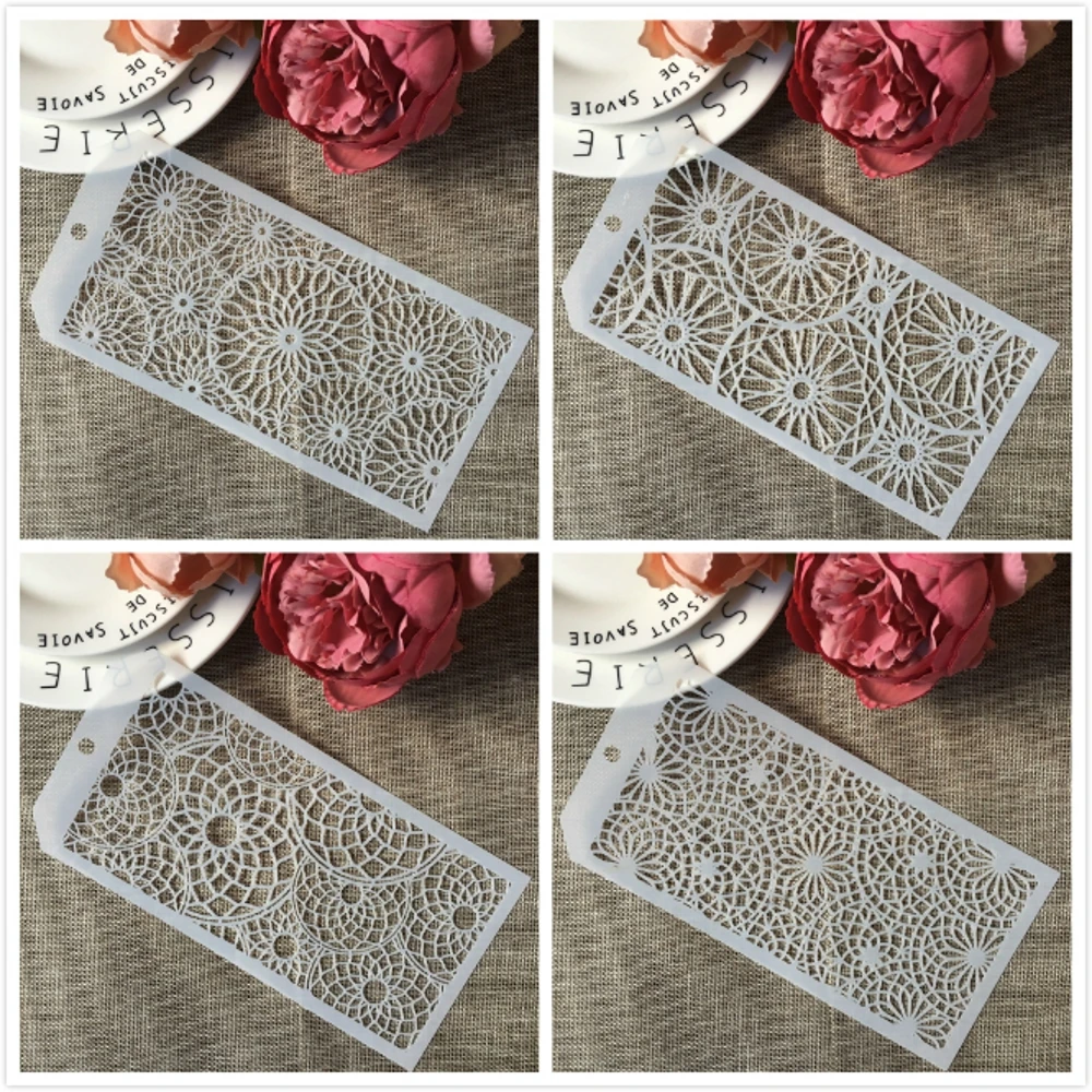 

4Pcs/Set 24*12cm Round Circle Pattern DIY Layering Stencils Painting Scrapbook Coloring Embossing Album Decorative Template