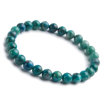 

Top Quality Natural Green Malachite Chrysocolla Round Beads Bracelet 7mm Women Lady Stretch Reiki Crystal Bracelet AAAAA