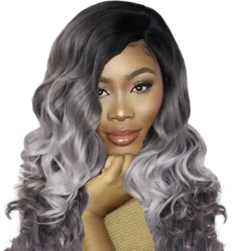 New Fashion Popular Sexy Women Girl Gradient Gray Party Wigs Long Curly Hair Mixed Colors Synthetic Wig Gift Dropshipping New Fashion Popular Sexy Women Girl Gradient Gray Party Wigs Long Curly Hair Mixed Colors Synthetic Wig Gift Dropshipping