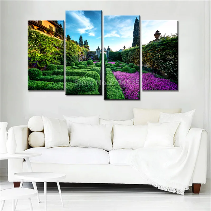 4-Panels-Drop-Shipping-Modern-Home-Wall-Decor-Picture-Colorful-Flowers-Garden-Secnery-Blue-Sky-Canvas (1)