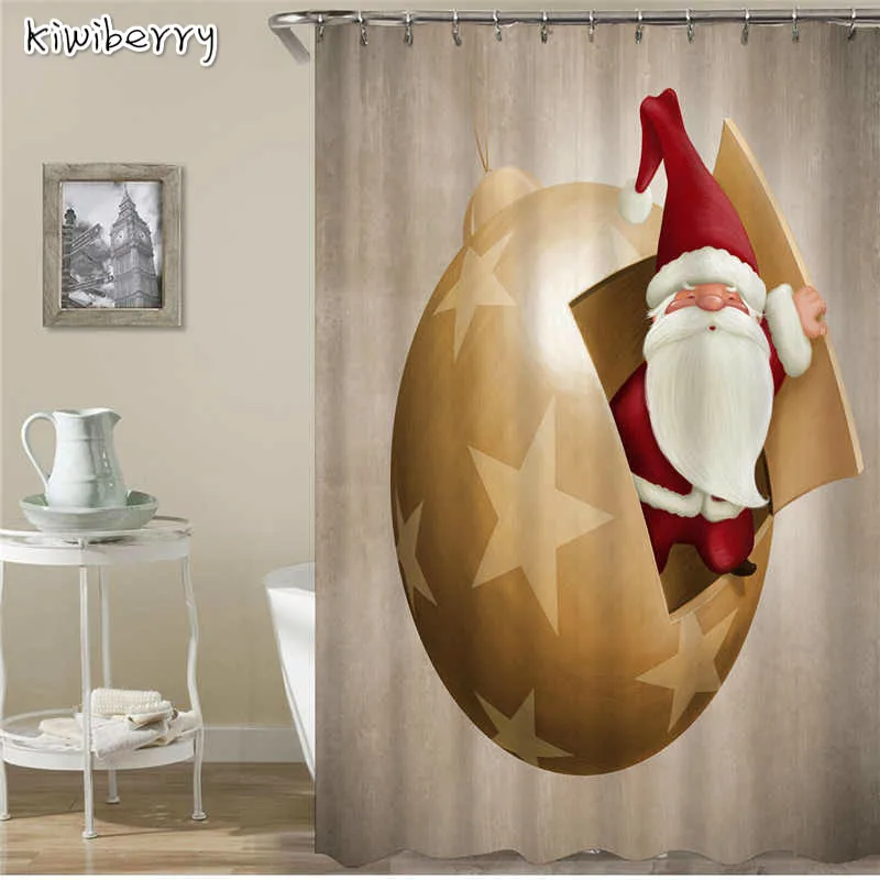 

Merry Christmas Waterproof Shower Curtain Rings Polyester Bath Curtain Bape Curtain With 12 Hooks For Bathroom Accessories