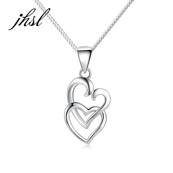 

JHSL Brand Fine jewelry Real S925 Sterling Silver Female Girls Women Necklace & Cute Mini Heart Pendant Birthday gift