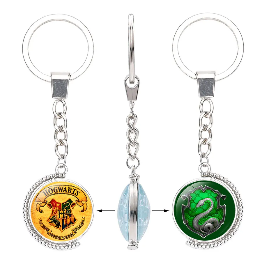 

NingXiang New Harry Magic Academy Magic Academy School Badge Key Chain Potter Rotatable Car Key Holder Ring for Women Men Gift