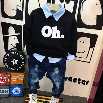 

Christmas Lovely Causal Toddler Baby Boys Clothes Sets 2PCS Long Sleeve Cartoon Sweatshirt Tops + Jeans Pants Outfit 2-7 Years