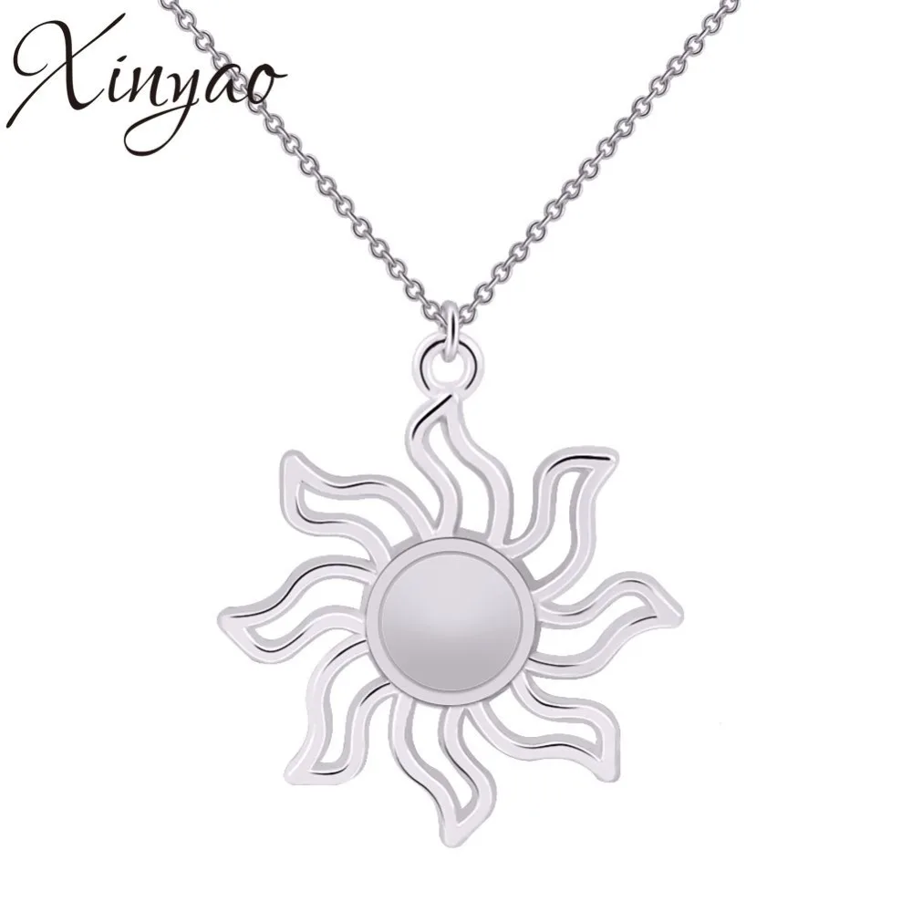 

XINYAO 2018 Vintage Sunflower Pendant Necklace For Women Alloy Gold Rhodium Color Flower Charm Chain Necklace Colares Feminino