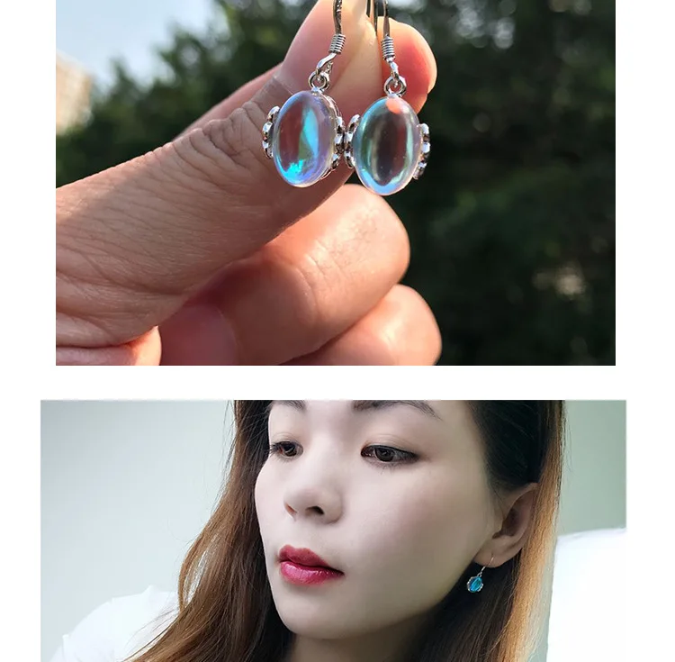 

2019 New Europe Korea Fashion Jewelry Crystal From Swarovski Five colored moonstone Earrings For Woman Gift