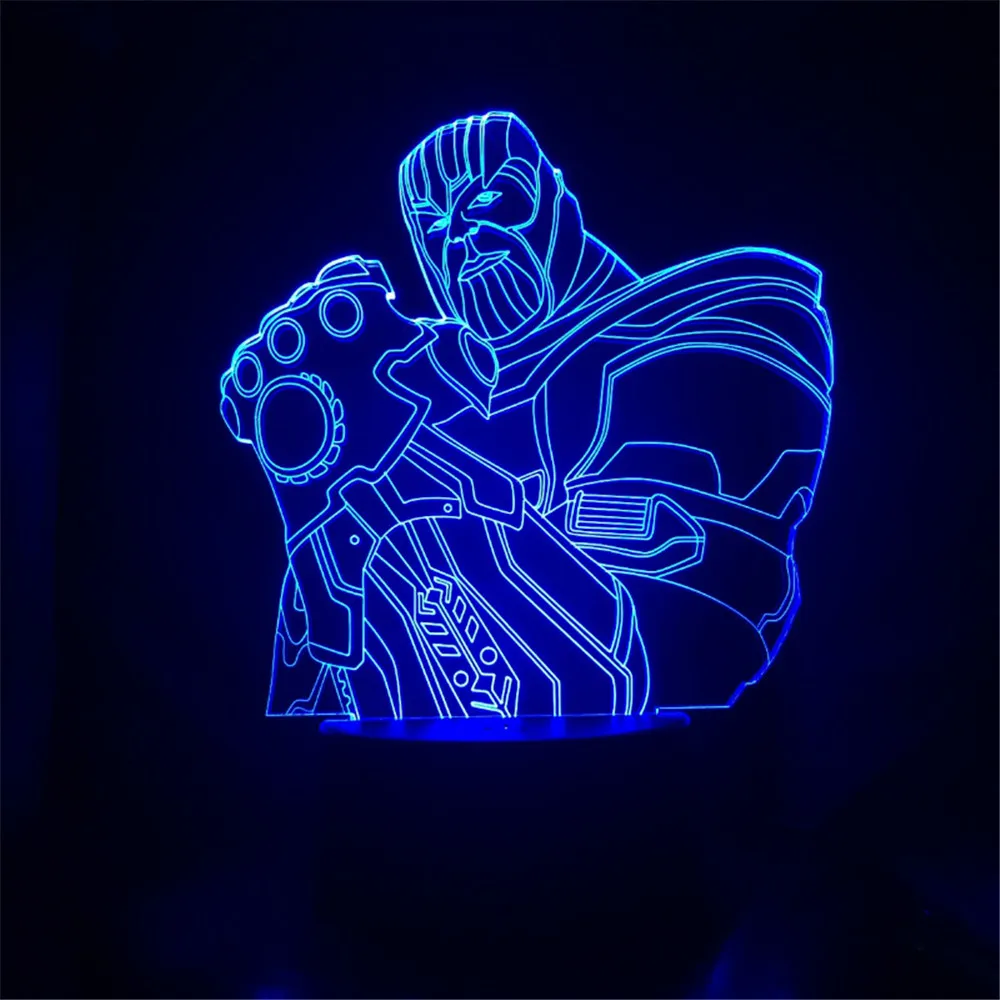 Marvel Мстители 4 EndgameThanos Бесконечность Gauntlet Мстители Бесконечная война перчатки 3D светодиодный ночь лампочки с меняющимся цветом Новинка свет