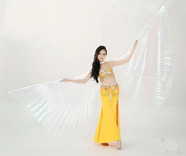Новое поступление дешевые египетские Женщины Танец живота костюм индийский танец Isis с крыльями для танца живота крылья для танцев два разноцветные в продаже - Цвет: As picture