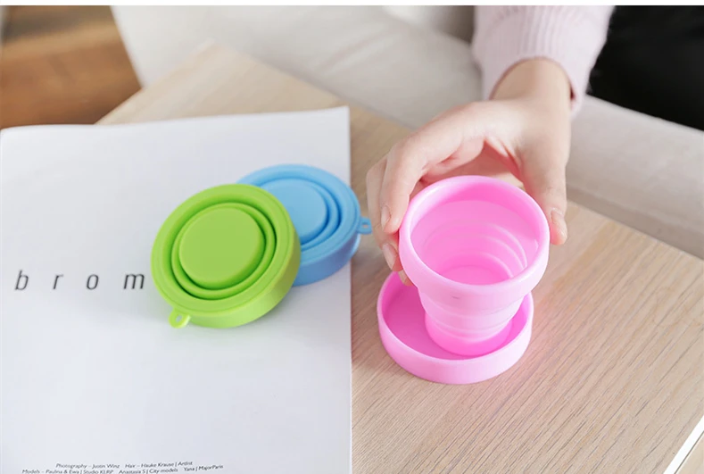 

Candy Color Travel Silicone Folding Cup Outdoor Sports Telescopic Mouth Cup Advertising Cup