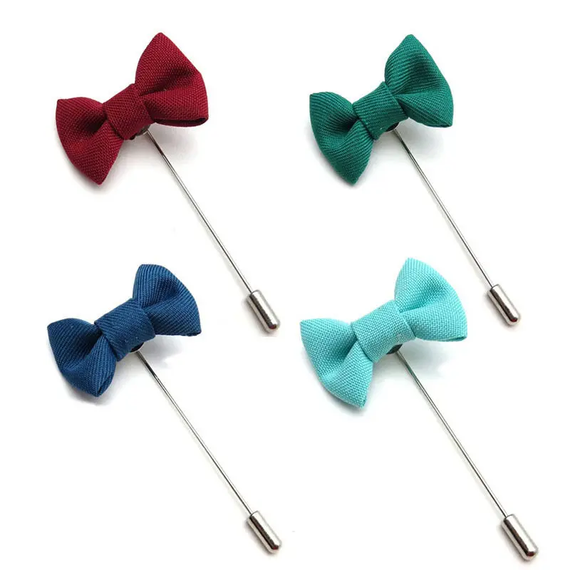 6 Colors Mens Brooch Pin Fashion Bowknot Men's Brooches Fabric Bow