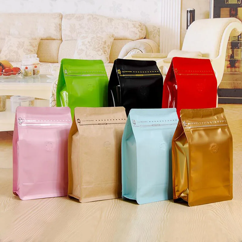 

20 Pack, Box Pouch Half Pound Coffee Bag with Pocket Zip and One-Way Degassing Valve, Aluminum Foil Air Valve Tea Pack Bag