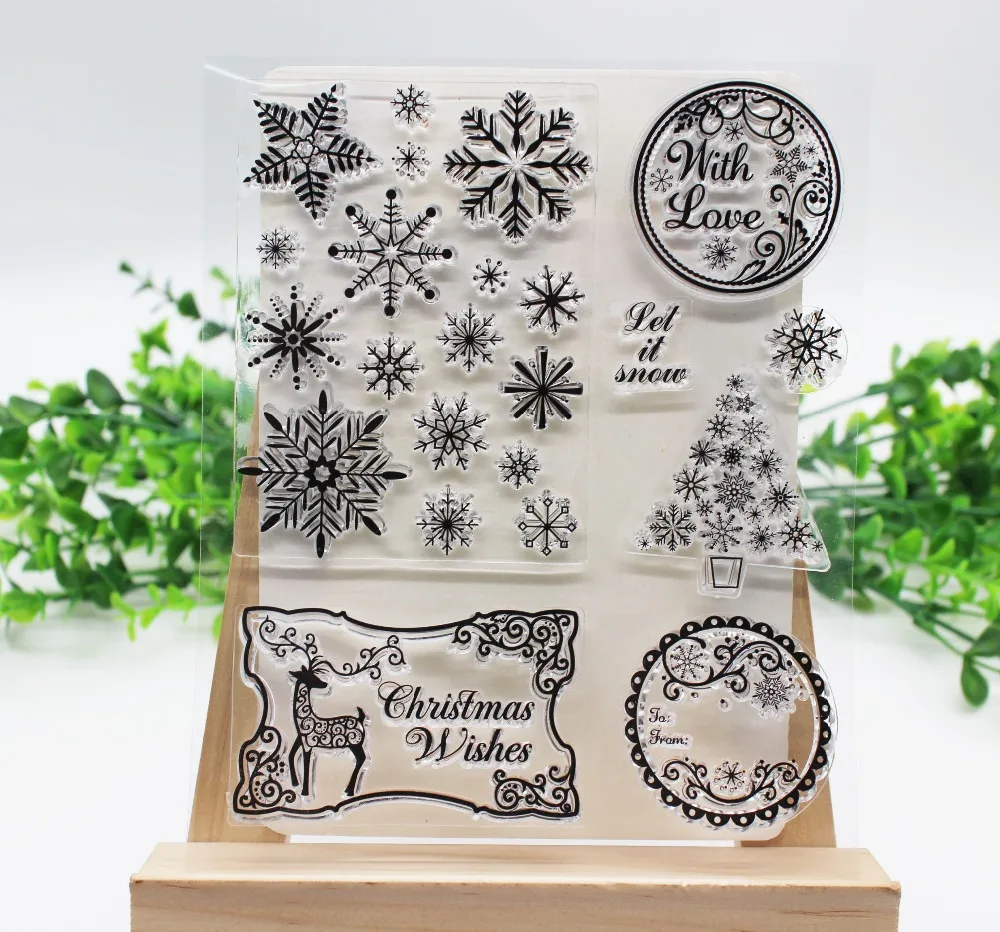 

Christmas&Snow Trans Clear Stamps for Scrapbooking DIY Seal Photo Album Decorative Embossing Folder Template Sheets