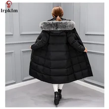 Женский зимний пуховик, пальто с белым утиным пухом, длинная парка с капюшоном, пальто с меховым воротником, женские зимние пальто, женские AS06