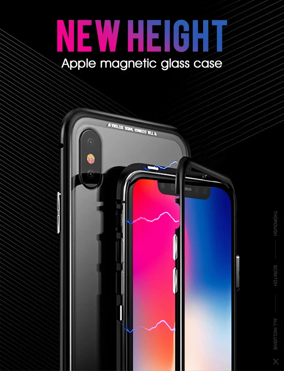 Металлический магнитный чехол для iPhone XR XS MAX X 8 Plus 7 10, чехол из закаленного стекла с магнитом для iPhone 7, 6, 6 s Plus, чехол