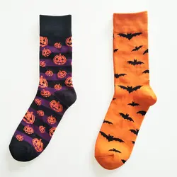 Оригинальный дизайн Хэллоуин летучие мыши и тыквы узор хлопковые носки Harajuku стиль Мода Высокое качество Вечерние милые Nolvety косплэй