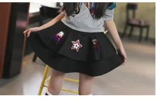 Diamond Girls Spring Kids Clothing Cartoon Embroidery Skirts Black