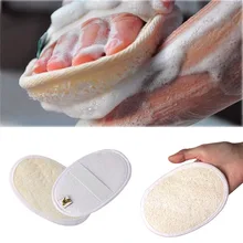 1pc Weiche Peeling Luffa Natürliche Schwamm Band Griff Dusche Massage Pinsel Haut körper Bade waschen Zubehör