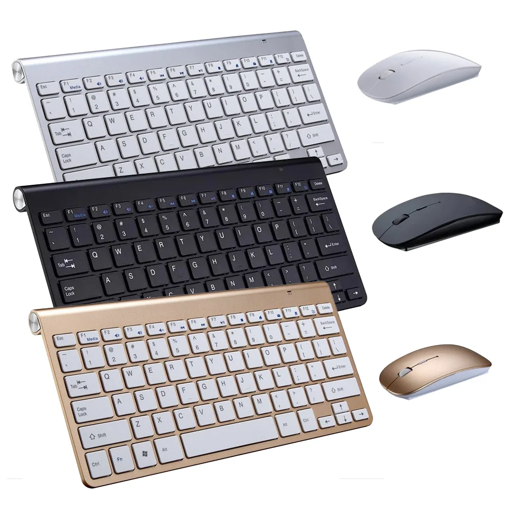 Portable Mute Keys Keyboards 2.4G Ultra Slim Wireless Keyboard&Mouse