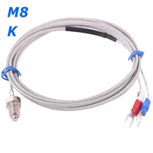 M8 винт болт тип зонда термопары K датчик температуры 0~ 500'C 2 м кабель провода для промышленных контроллер температуры измерения