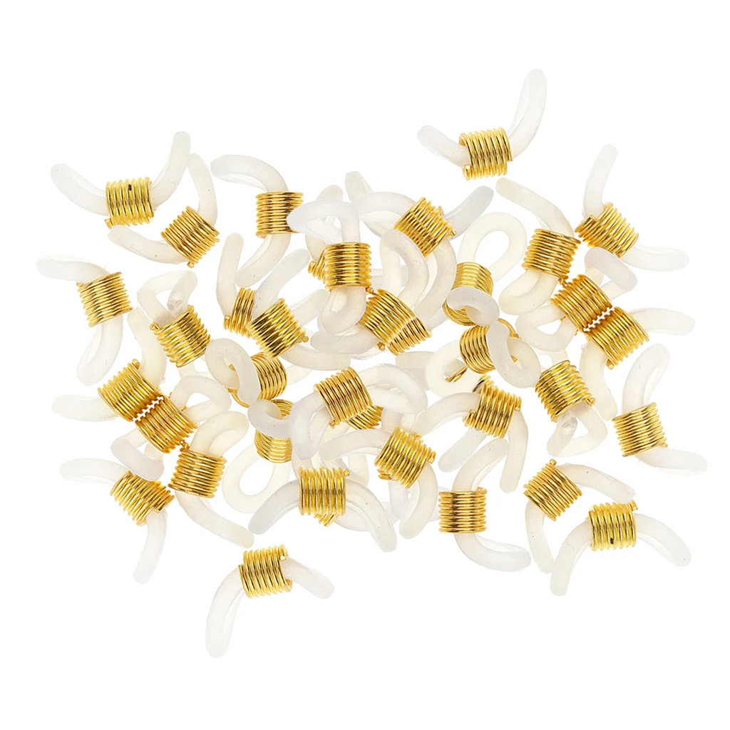 

50Pcs Anti-slip Eyeglass Chain Necklace Chain Rubber Metal Ends Retainers Connectors Holders, 22mm