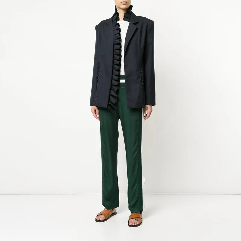 Black Longues Femmes Ruches Pardessus Noir Luxe Vestes À Formelle Manches Automne Femme Bureau Marque De 2018 Hiver Manteaux Irrégulière Vêtements wYOTpHnvqv