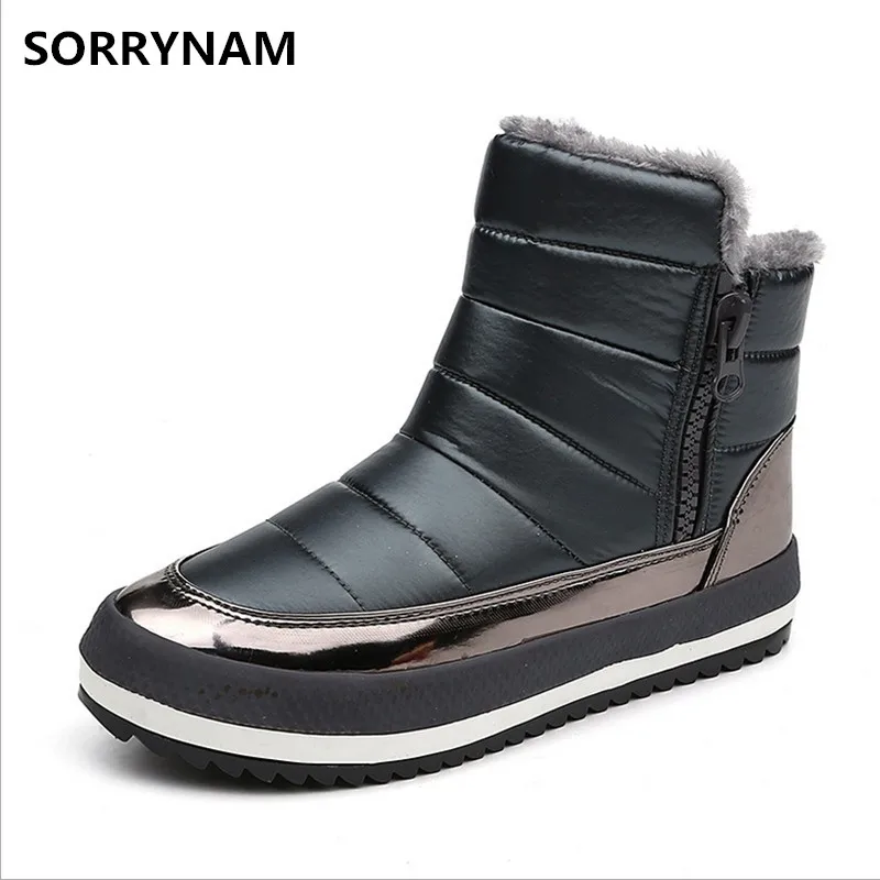 2017 Winter Women Ankle Fur Snow Boots Ladies Side Zipper White Pu leather Moon Space Boots