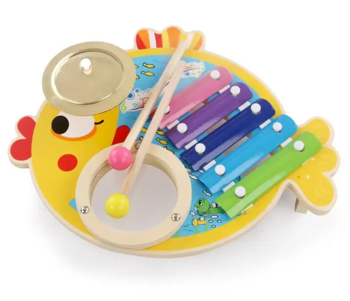 Lovely Fish Xylophone Drum Set Toddler Learning Toys Percussion Musical