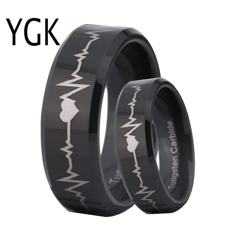 

YGK JEWELRY Wedding Band Engagement Ring for Couples Black Tungsten Carbide Ring High Quality Lovers Jewelry Anniversary Jewelry