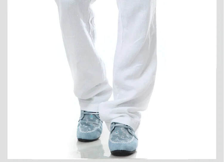 2019 Летние повседневные 100% льняные Мужские штаны с эластичной резинкой на талии мужские спортивные штаны прямые льняные Мужские штаны для