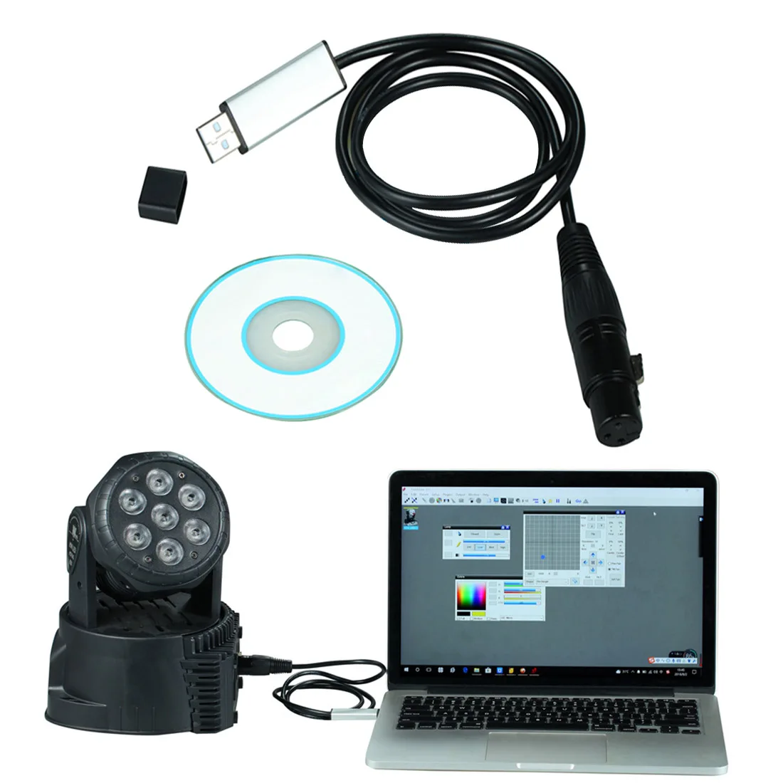  DMX USB Signal Conversion USB to DMX Interface Adapter Cable 110cm Length Stage Light PC DMX512 Con
