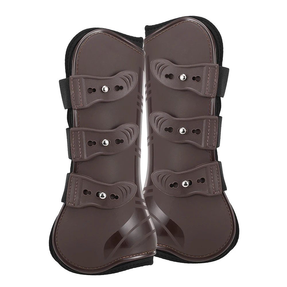 brown front leg 4 шт передних задних сапог нога лошади сапоги конная Передняя Задняя ножка защита конного сухожилия конский чулок оборудование - Цвет: brown front leg