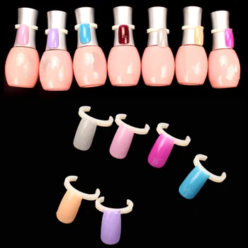 

TOP 50PCS Acrylic Salon Nail Polish UV Gel Plate Color Pops Bottle Display Nail Art Ring Style False Nail Tips Practice Tool