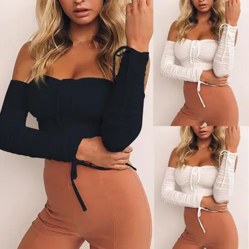 2018 Женский Летний жилет укороченный Топ с длинным рукавом Футболка Cami|top long|crop top