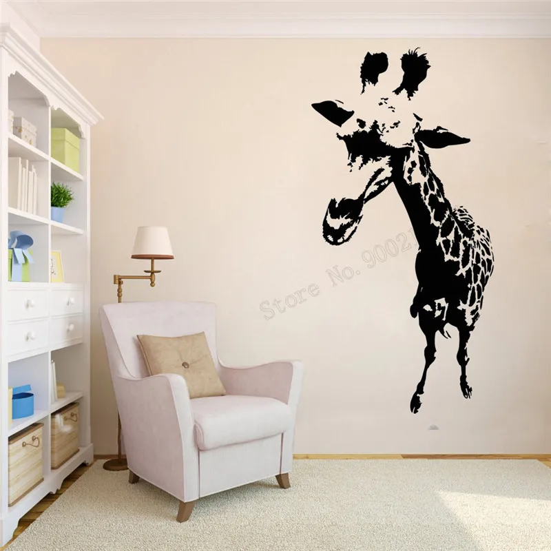 

Wall Decoration Tribal Animal Room Sticker Vinyl Art Removeable Poster Giraffe Animal Decal Beauty Cute Ornament LY336
