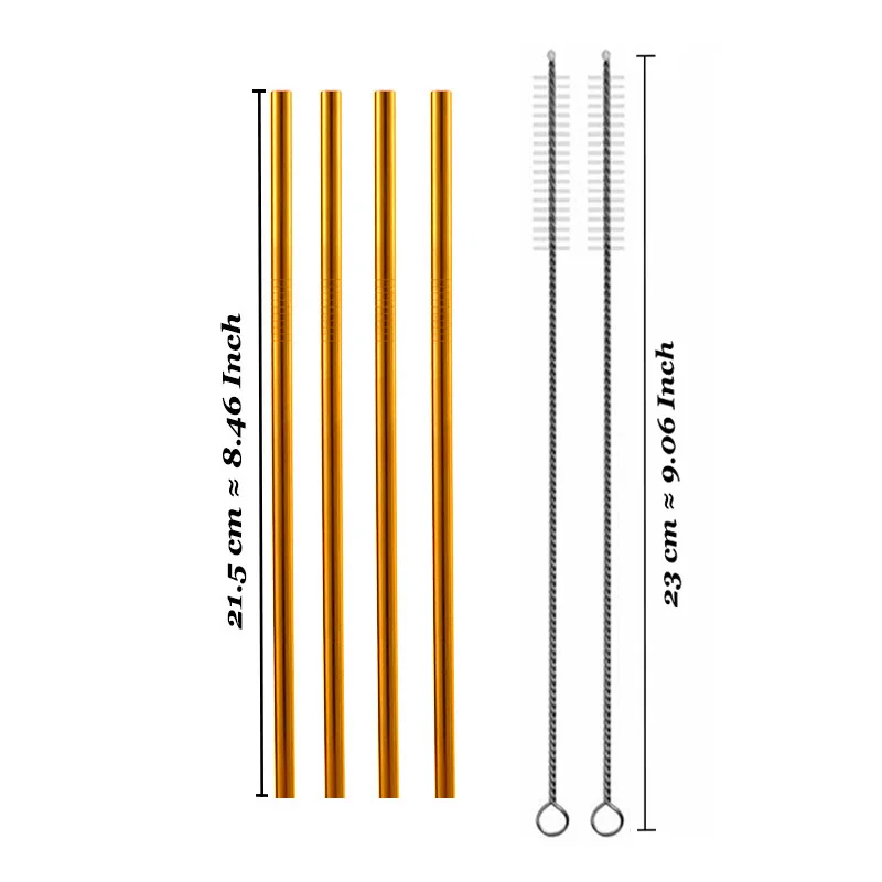 Многоразовая пивная соломенная Высокое качество 304 Нержавеющая сталь металлическая соломинка с чистящая щетка для кружек 20/30 унций Кофе Барные аксессуары - Цвет: Rose Gold A4