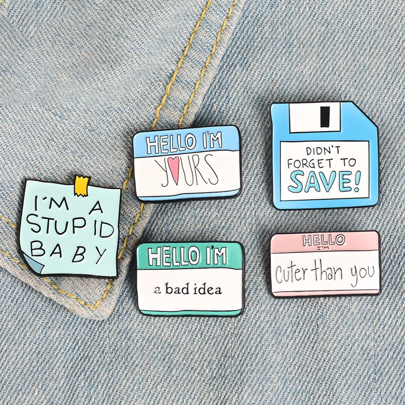 

Creative Cartoon Sticky Notes Post-it Notes Enamel Brooch Blue Pink Alloy Badge Denim Shirt Bag Pin Retro Jewelry Gift For Kid