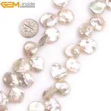 Драгоценный камень-внутри натуральный Топ Просверленный белый фиолетовый черный монета Пресноводный Культивированный блеск жемчуг бусины для изготовления ювелирных изделий 1" DIY