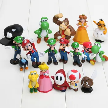 

18pcs/lot Super Mario Bros PVC Action Figures Toys Yoshi Peach Princess Luigi Shy Guy Odyssey Donkey Kong Model Figure Dolls
