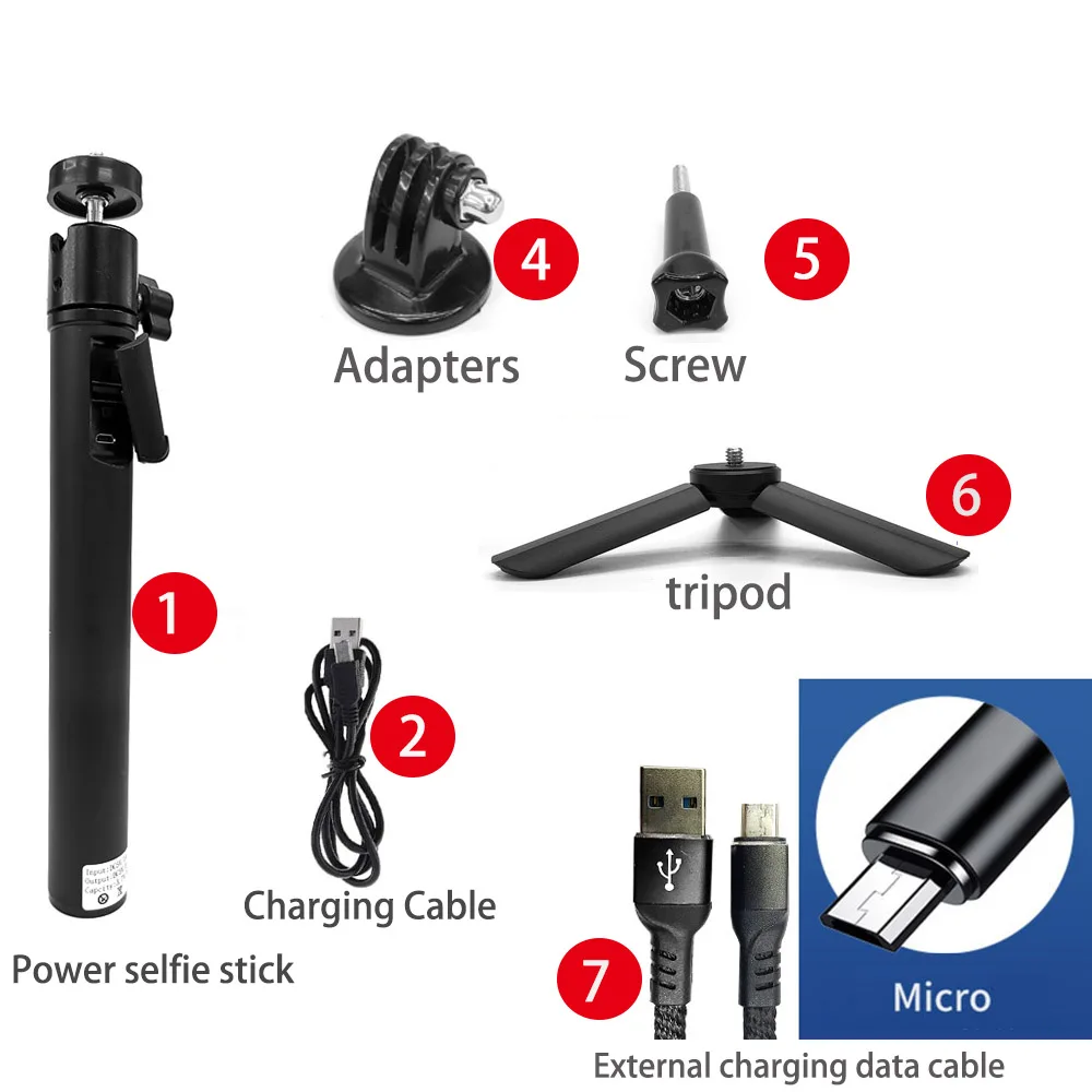 Option-6 TUYU 2 в 1 ручной 5200 мАч Аккумулятор для камеры селфи палка для DJI OSMO Action GoPro Hero7 6 5 4 sj8 Аксессуары для мобильных телефонов - Цвет: Option-6