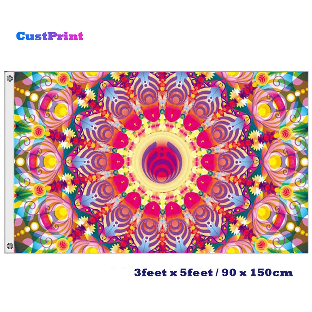 CustPrint 3x5 футов красочный калейдоскоп флаг с изображением «Bassnectar» 100D полиэфирная цифровая печать флаги и баннеры