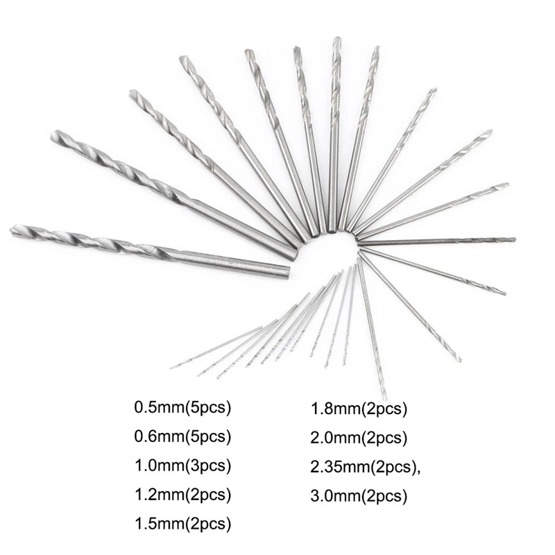 Набор ручных спиральных сверл, Diy прецизионная Шпилька, тиски, модель мини ручных спиральных Сверл с 25 шт 0,3 мм до 3,6 мм мини-сверла(Silve
