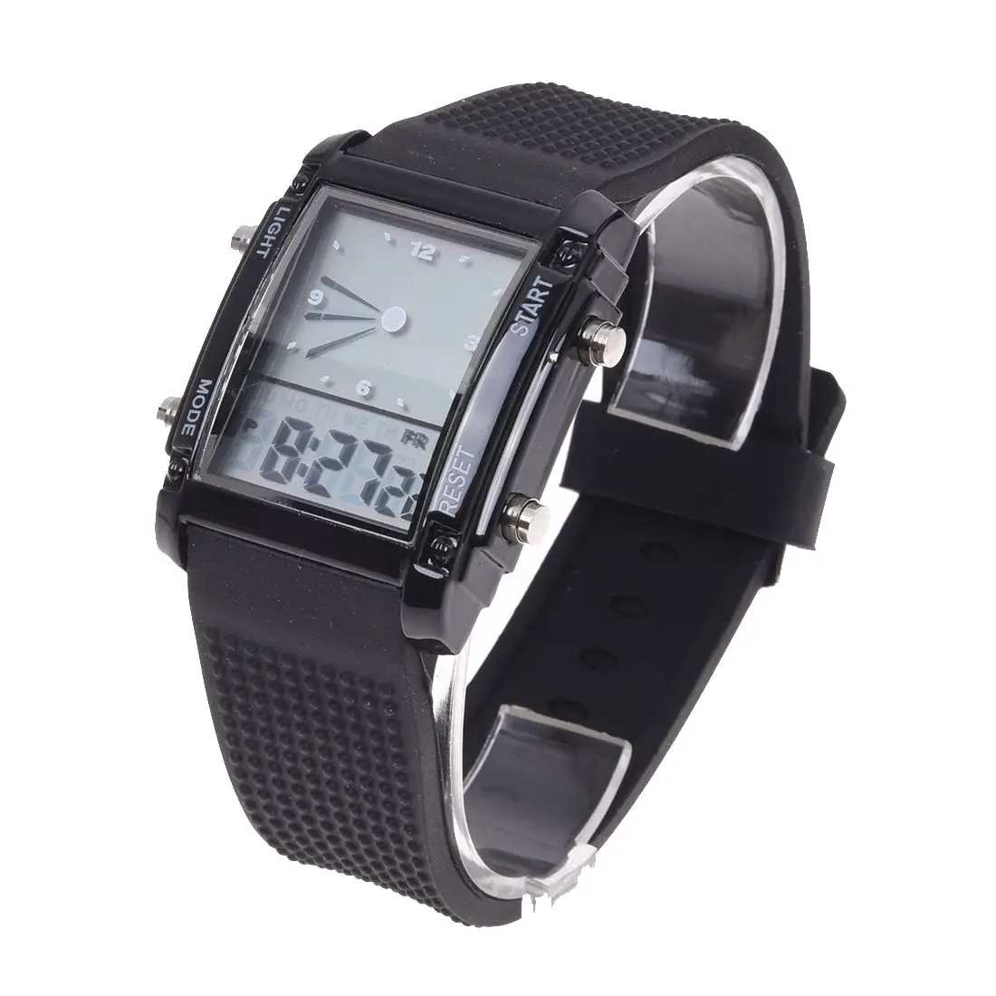 

Flash Dual Time LCD Digital Date Day Alarm LED Men Boys Sport Wrist Watch Gift