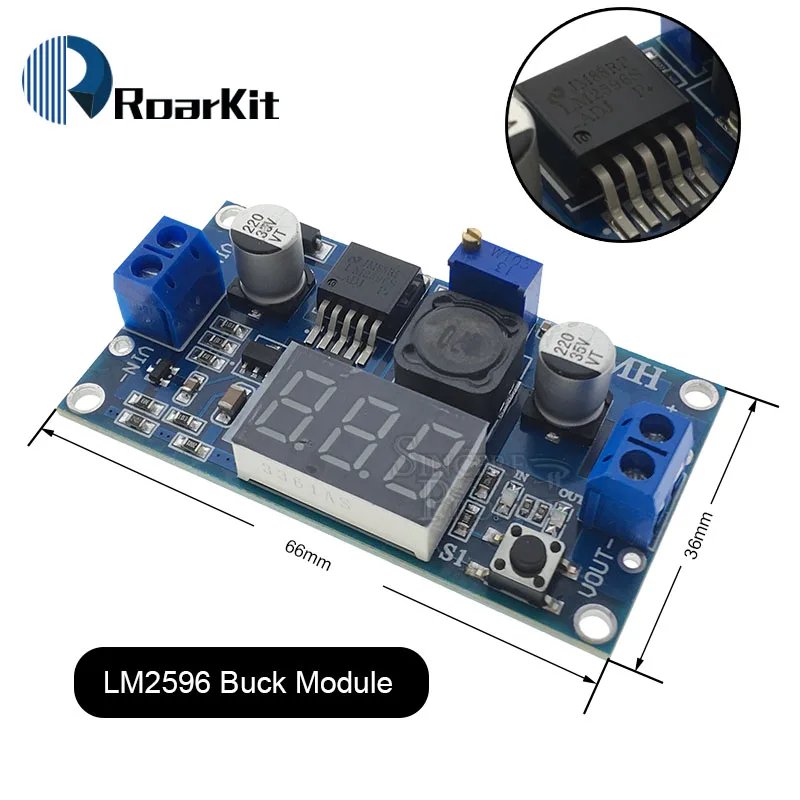 LM2596 LM2596S силовой модуль+ светодиодный вольтметр DC-DC Регулируемый понижающий модуль питания с цифровым дисплеем
