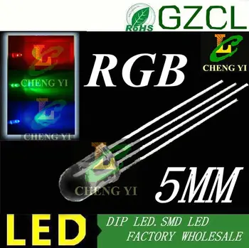 

Free shipping 4-terminal Round RGB 5mm led water clear Common anode full color led diode(CE&Rosh)
