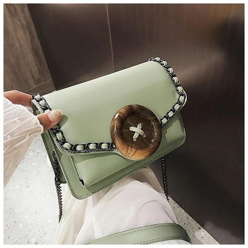 

NEW Button Leather Crossbody Bags For Women 2019 Travel Handbag Fashion Simple Shoulder Messenger Bag Ladies Cross Body Bag