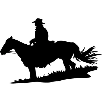 

15.3cm*9.7cm Cowboy Sitting On Horse Grass Saddle Fashion Vinyl Decal Car Sticker Black/Silver S6-2781
