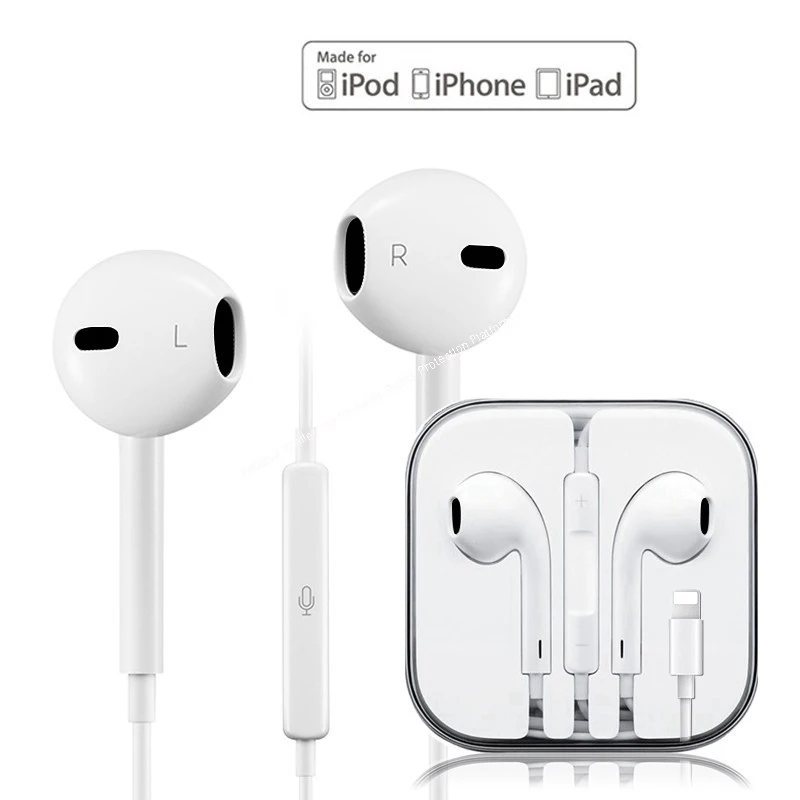 

Original Wired HeadphonesIn Ear High Quality Stereo Sport Earphone With Microphone Lighting For Apple IPhone 8 7 Plus X XS XR
