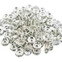 Free shipping100pcs Silver Tone 4MM Crystal Rhinestone Rondelle Spacer Beads Jewelry Makings Xjgz6001