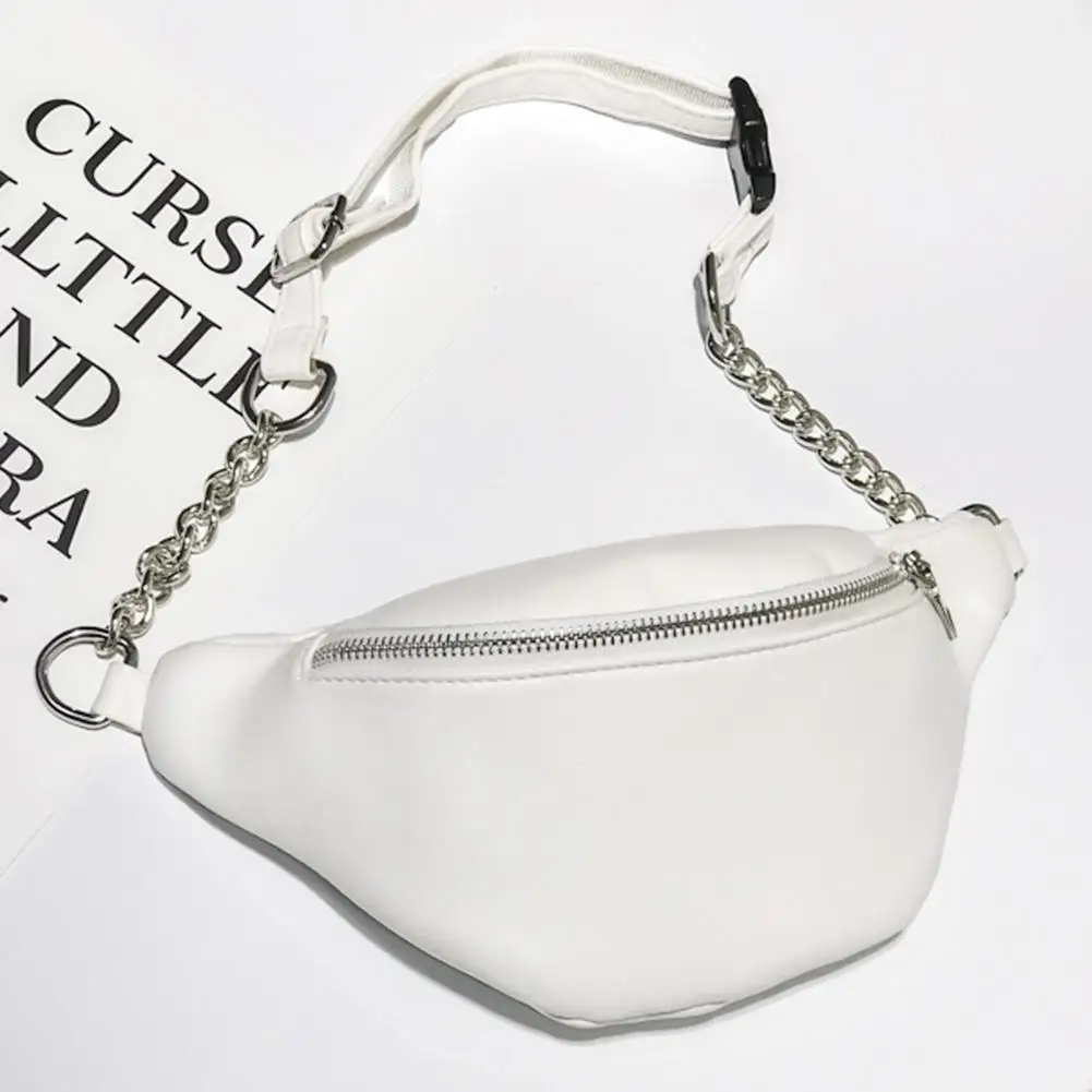 Женская поясная сумка из искусственной кожи, повседневная женская однотонная Подушка, маленькие поясные сумки - Цвет: Белый